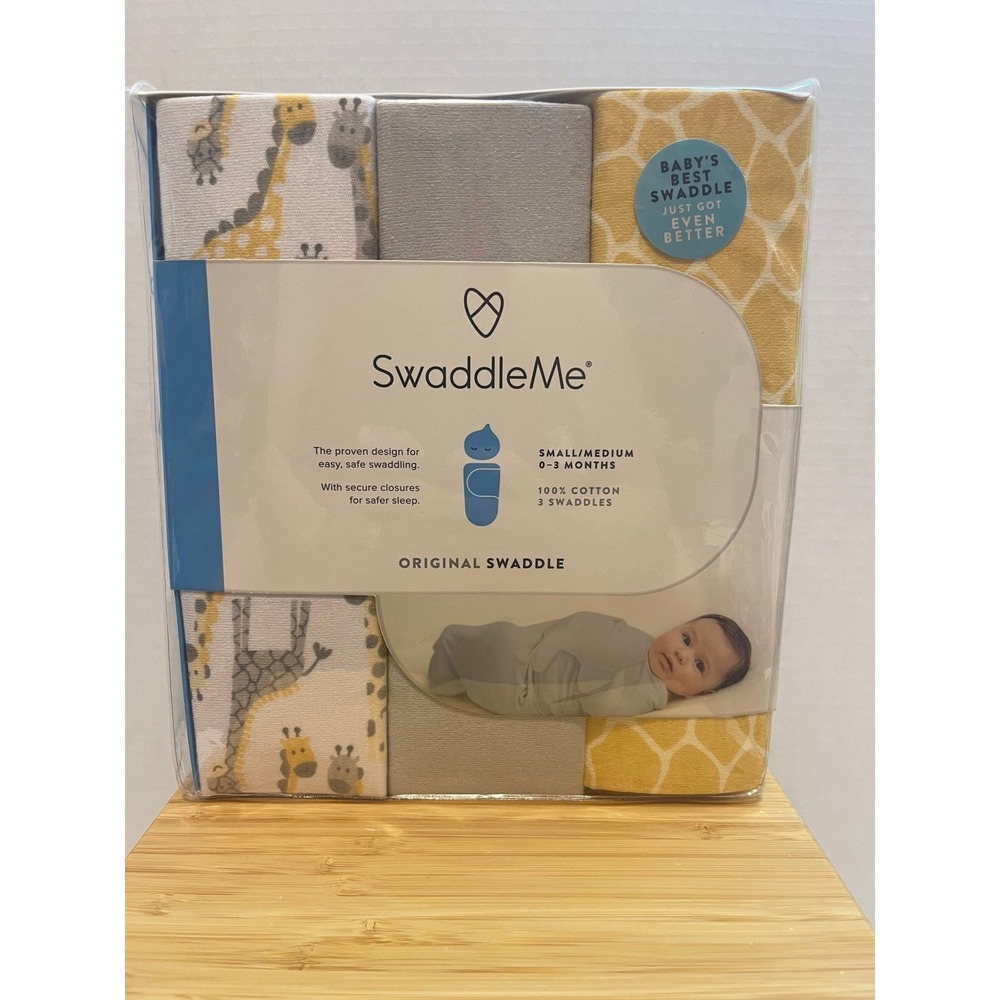 Swaddle Me set of‎ 3 swaddle blankets size small/medium 0-3 months NEW giraffes